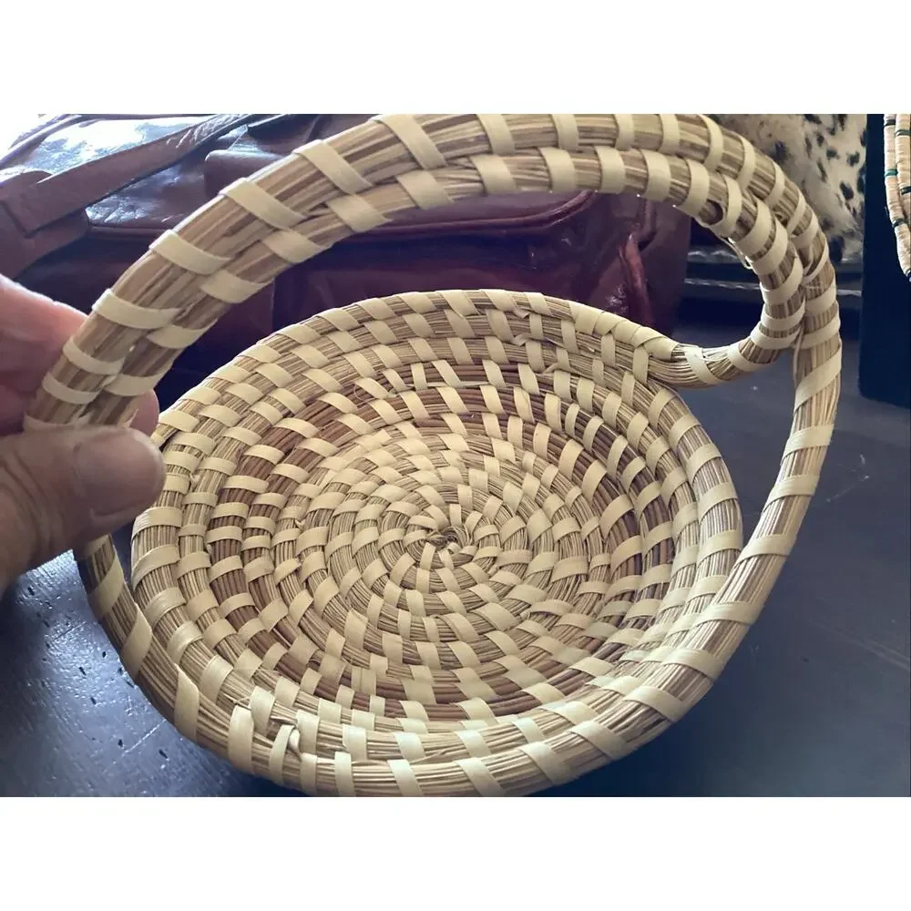 Gullah South Carolina Charleston Sweetgrass Basket Double Handle
